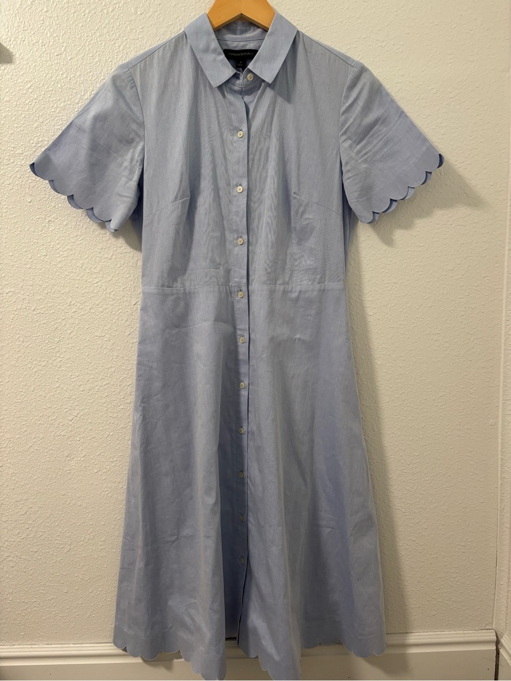 Scallop-Trim Shirt Dress